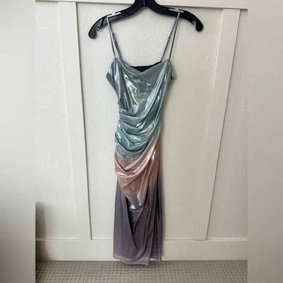 FLEUR DU MAL Metallic Ombré Mesh Ruched Dress XS - Picture 3 of 7